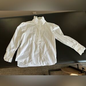 Balzac Paris White Ruffled High-Neck Blouse